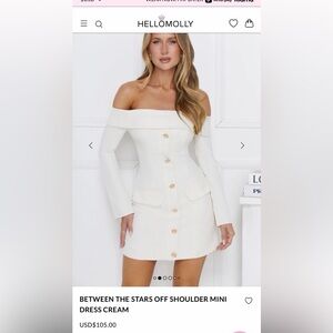 Hello Molly Cream Off Shoulder Mini Dress